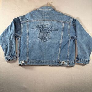 Vintage American Born Sz XL Winston Rodeo Jean Denim Jacket Made USA Cowboy